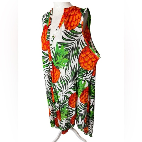 Tropical Pineapple Print Swim Coverup 3X NWT Beach Coverup - Picture 4 of 13